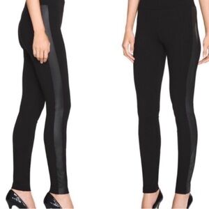 White House Black Market Black Leggings with Glossy Side Detail